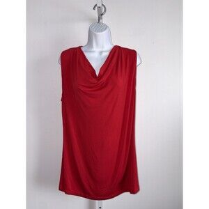 Cabi Red Sleeveless Drape Neck Top Size Large 3051 Tie Back Keyhole Neckline